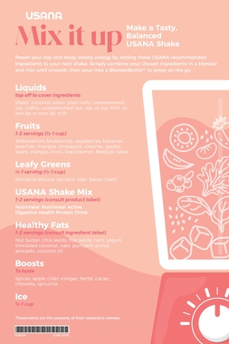 USANA Active Nutrition Mix It Up Pamphlet – USANA Shake Recipes – Digital PDF