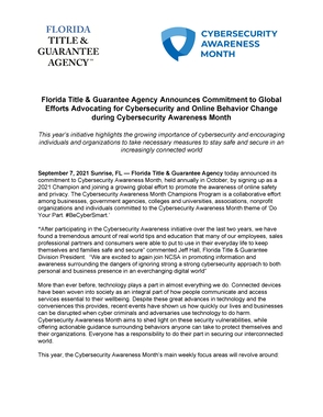 FTGA Cybersecurity Awareness Month Press Release 2021