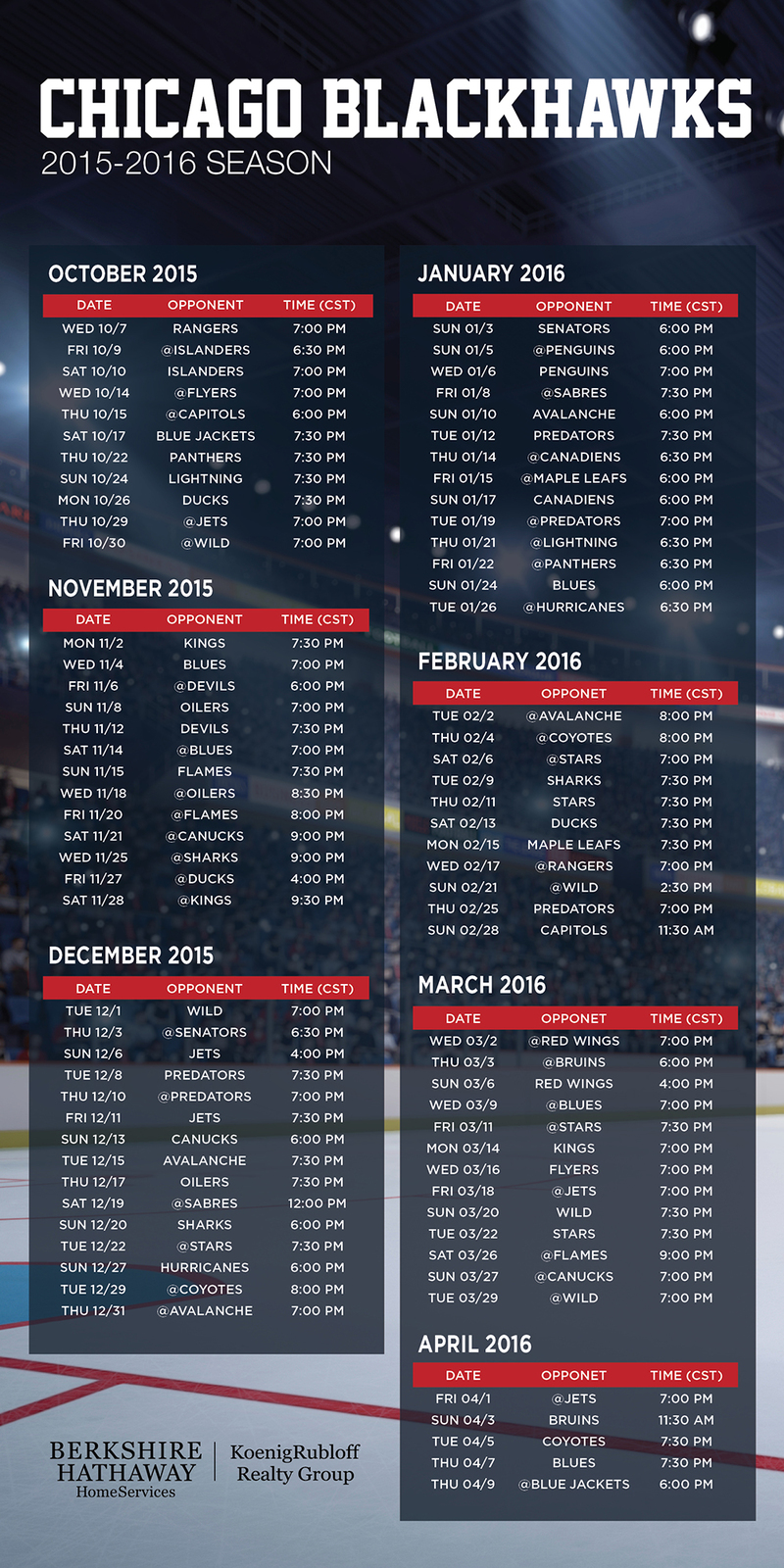 nhl blackhawks schedule