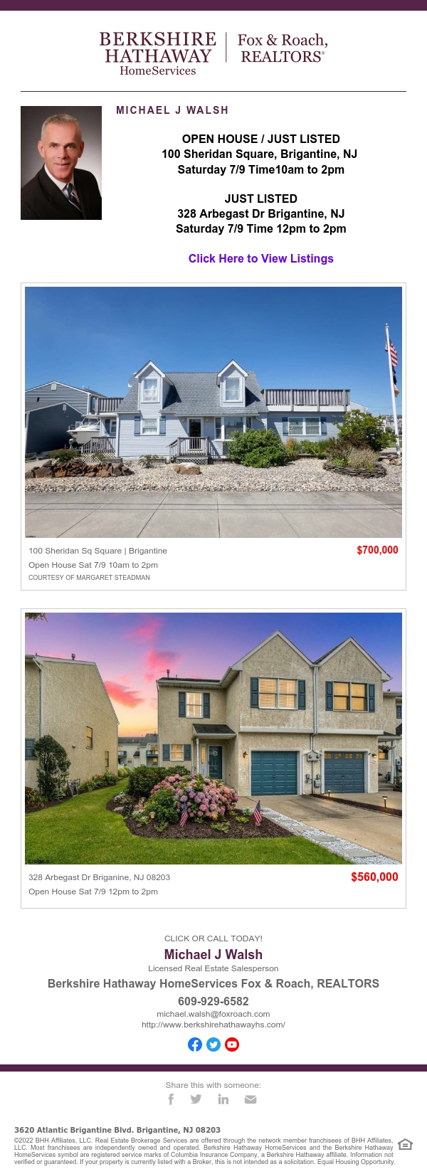 OPEN HOUSE / JUST LISTED 100 Sheridan Square, Brigantine, NJ Saturday 7