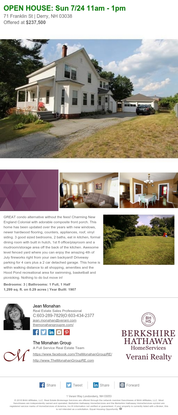 Open House 71 Franklin St, Derry, NH