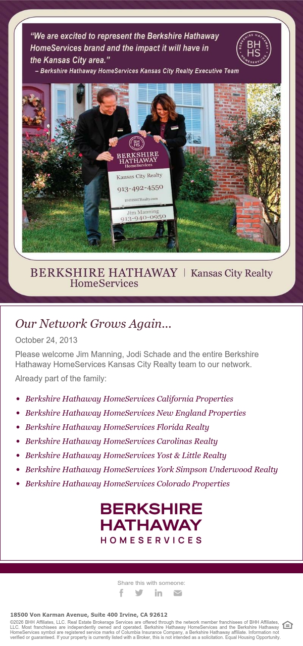 Announcing Berkshire Hathaway HomeServices Kansas City Realty