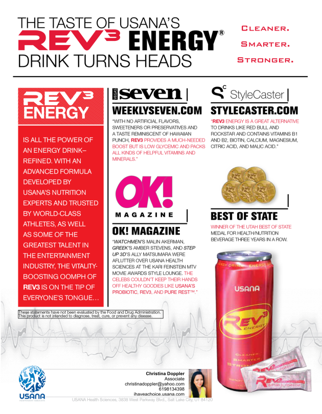 Rev3 Energy Drink Comparison Chart