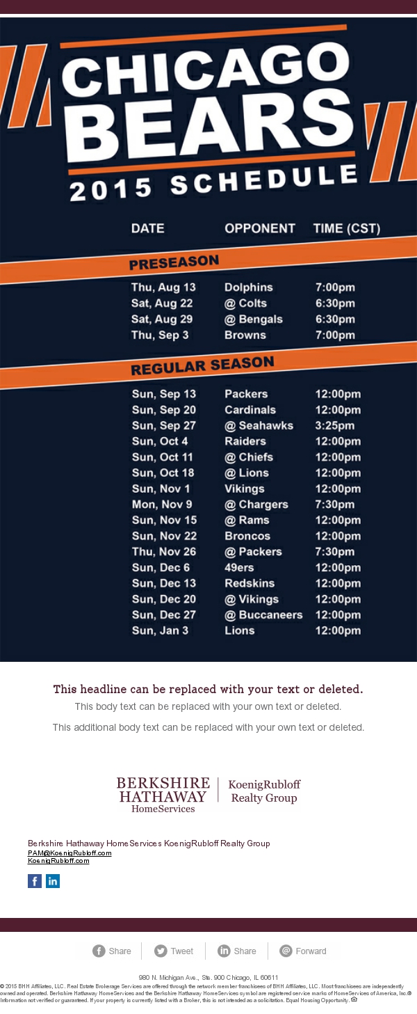 Chicago Bears 2015 Schedule