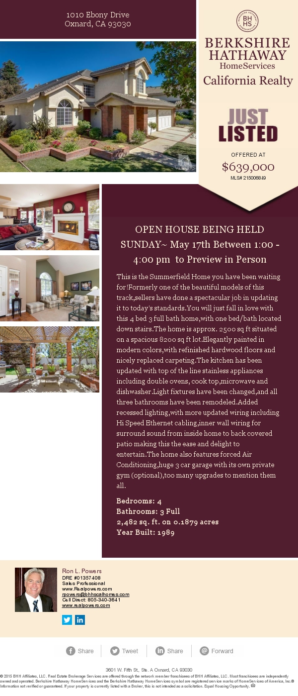 Just Listed & Open House Ebony